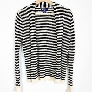Black striped cardigan sweater ARCHITECT Sweater Size Medium Petite Cream Black